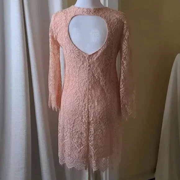 Altar'd State Small Pink Lace Dress with Fringe and Back Detail, NEW - Picture 10 of 12